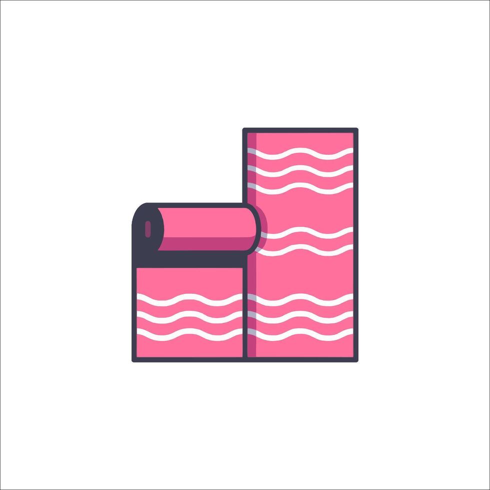 A pink roll of toilet paper is shown in a line vector