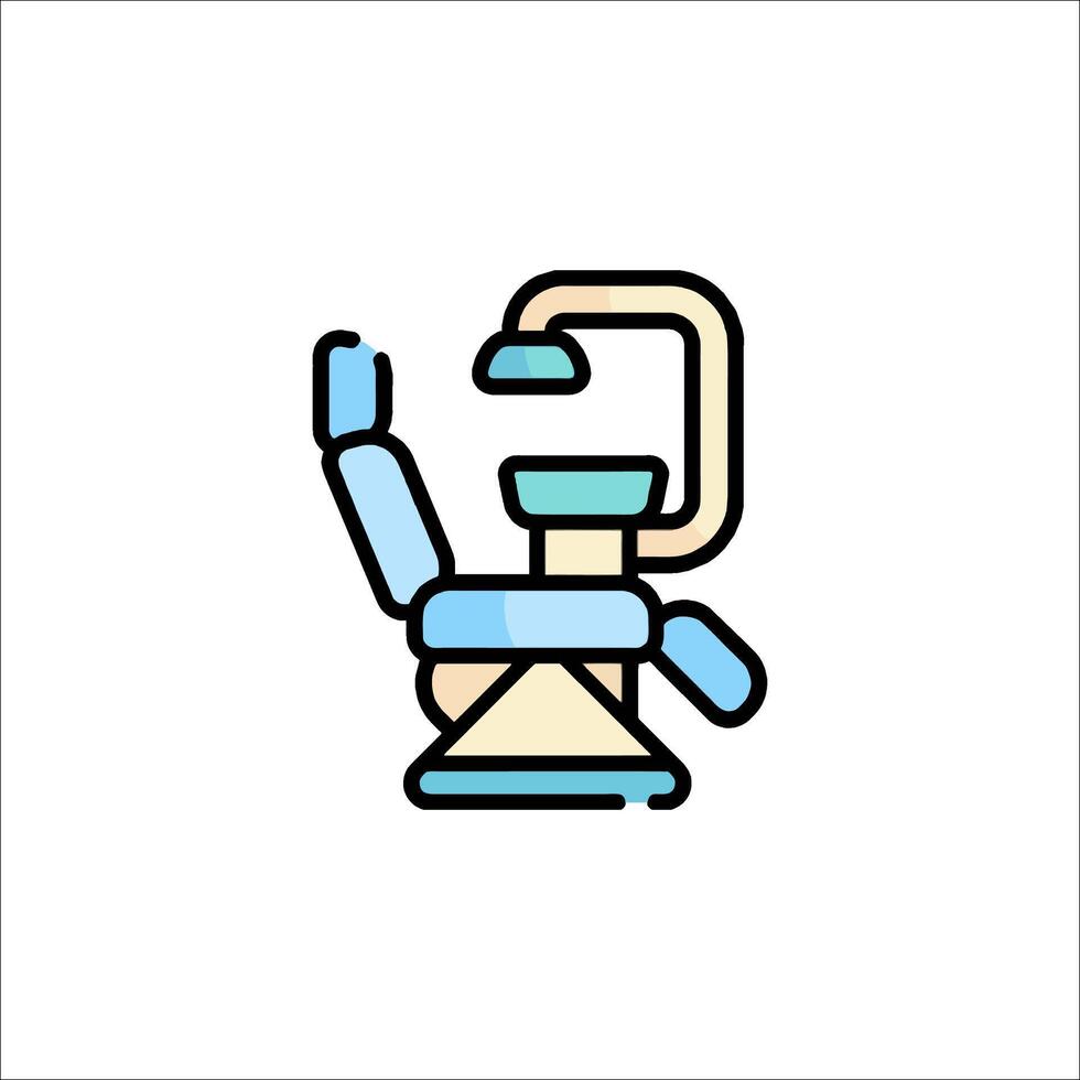 A dentist chair with a patient in the chair vector