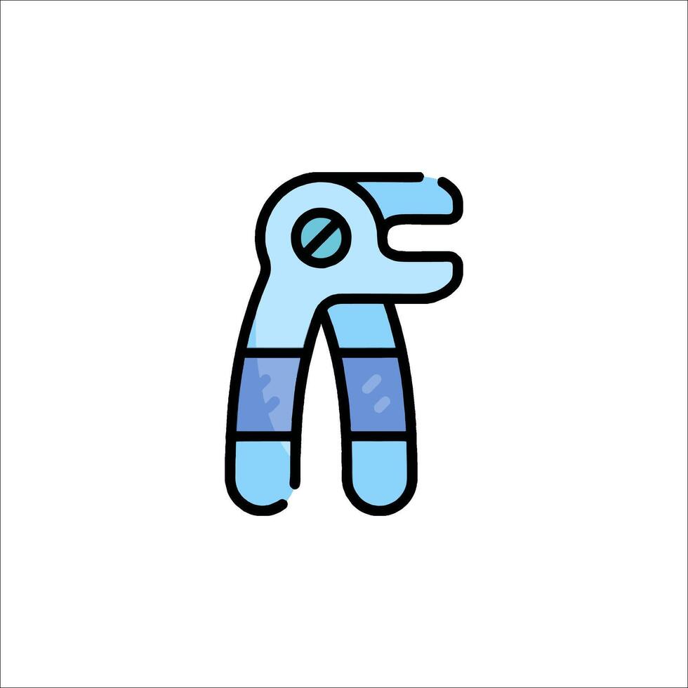 A blue and white icon of a pliers vector
