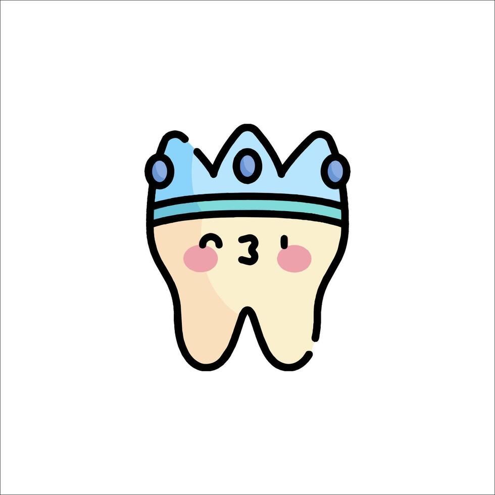 A tooth with a crown on it vector