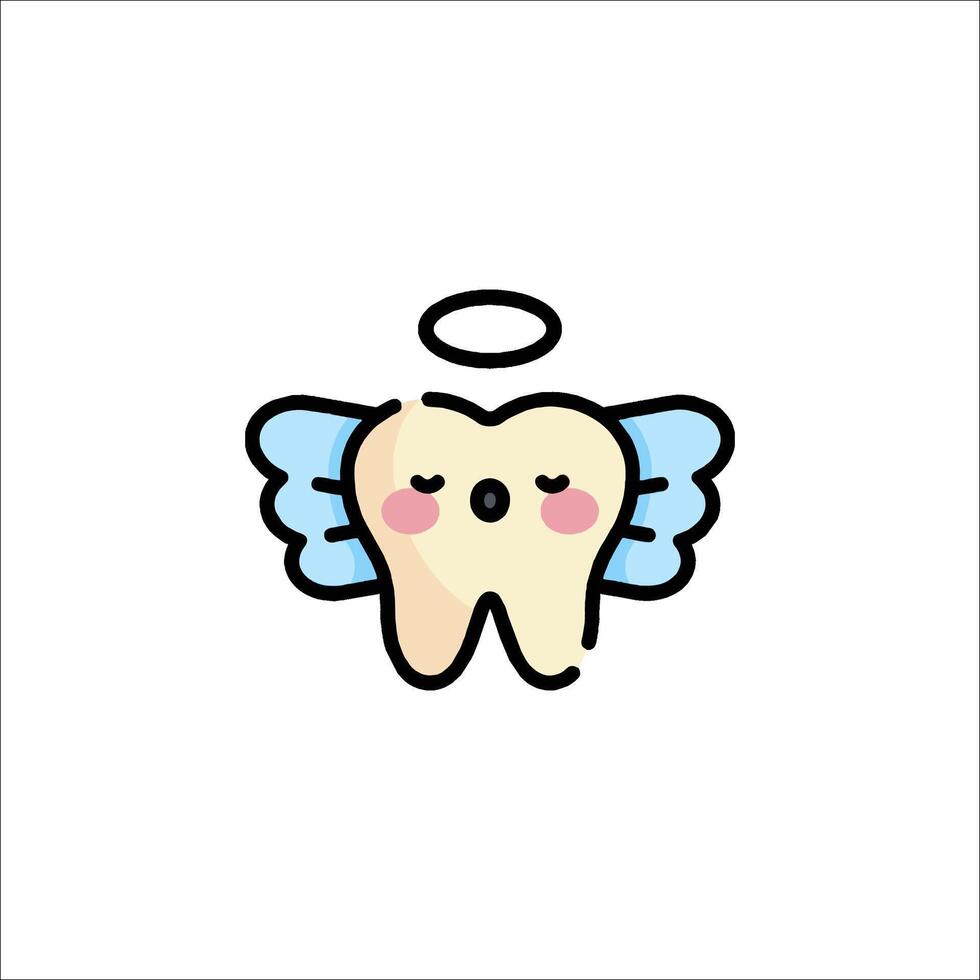 Tooth with angel wings icon vector
