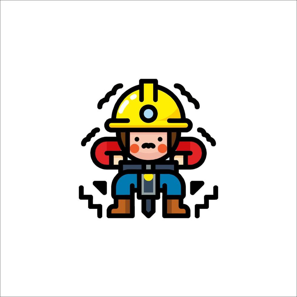 A cartoon character wearing a hard hat and holding a hammer vector