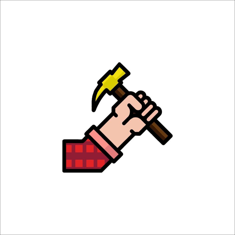 Hand holding hammer icon illustration vector