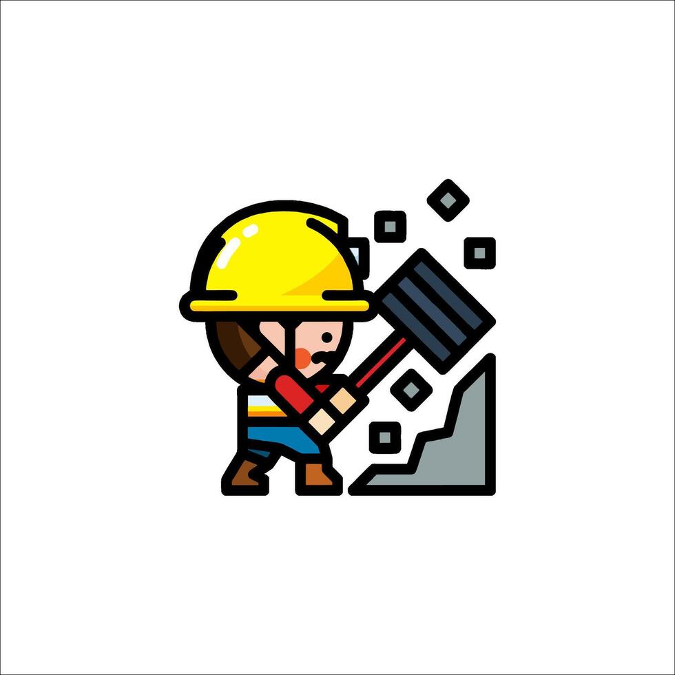 A cartoon character with a shovel and a hammer vector