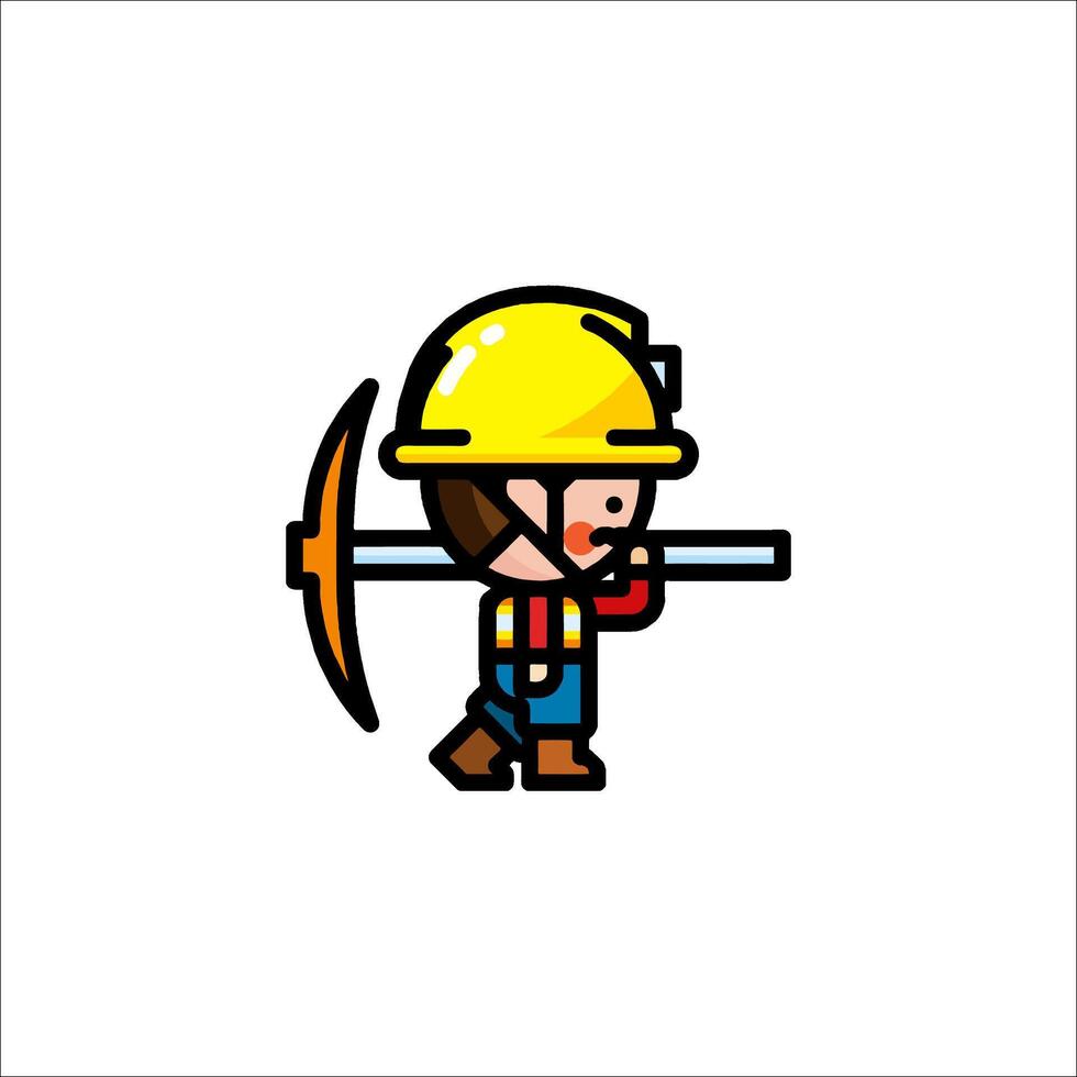 A cartoon miner holding a pickaxe vector