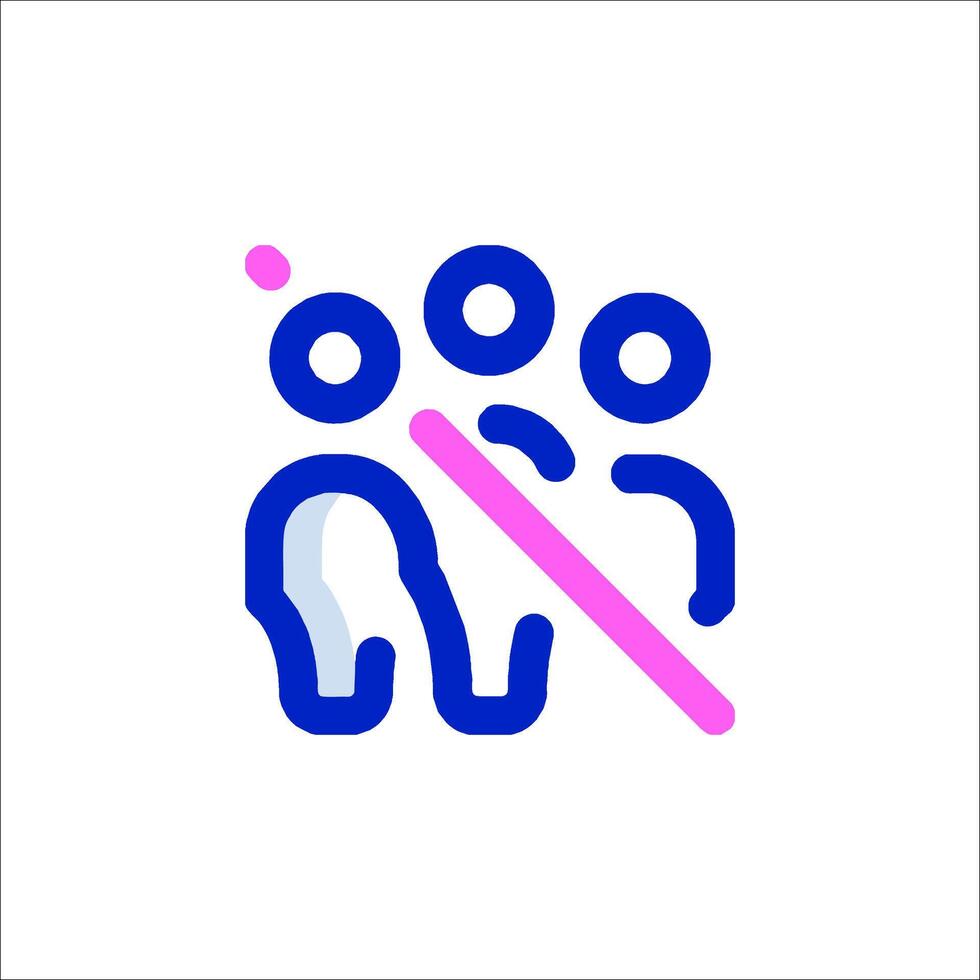A blue and pink line icon of people vector