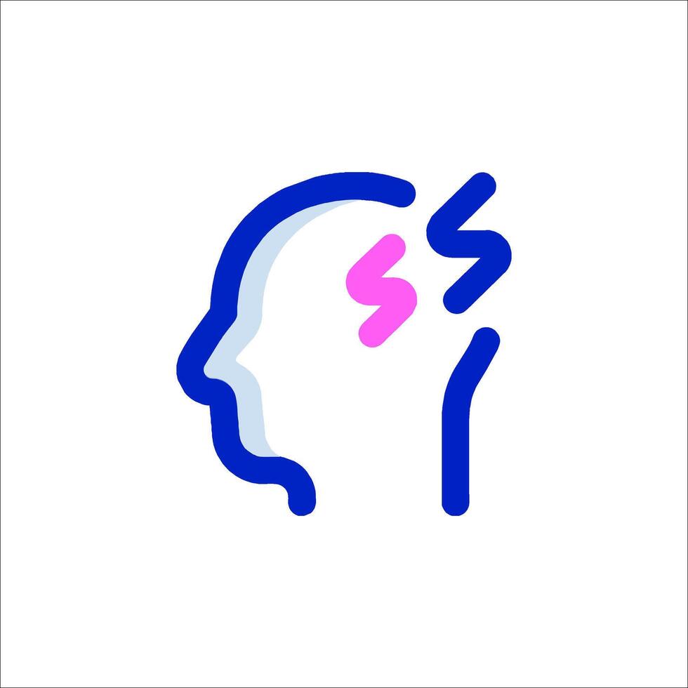 A blue and pink icon of a person's head with a brain vector
