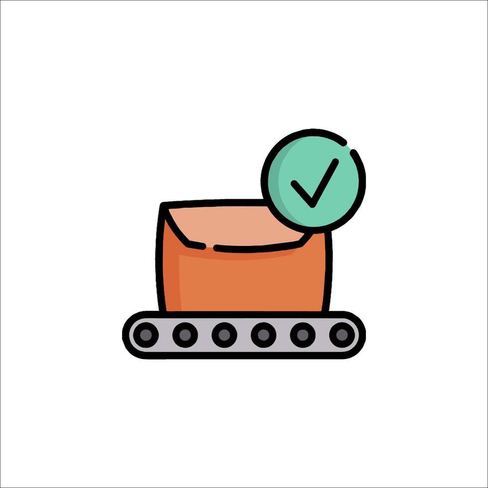 A box with a check mark on it and a green tick vector
