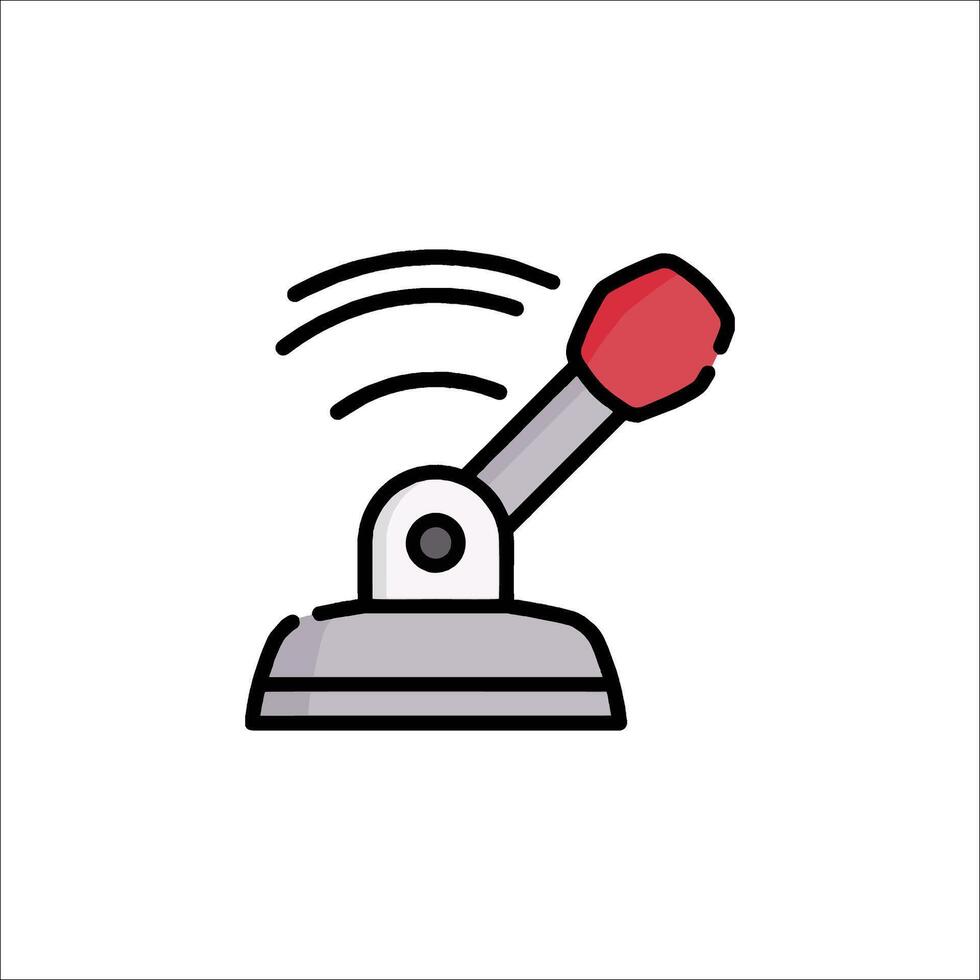 A red and white button with a red handle vector