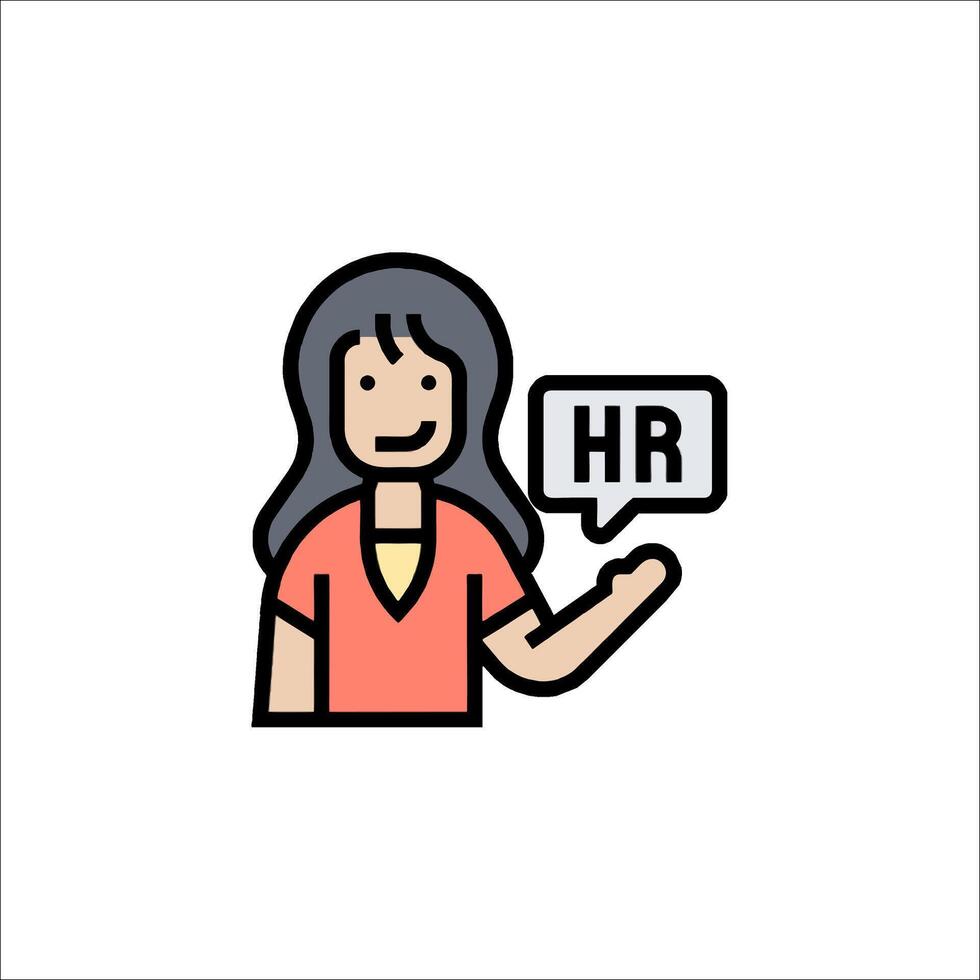 Hr icon with woman holding up a speech bubble vector