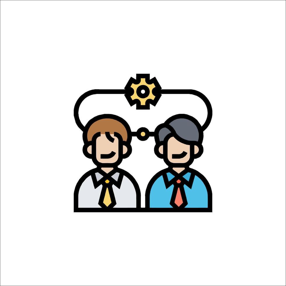 Two people are talking about something on a white background vector
