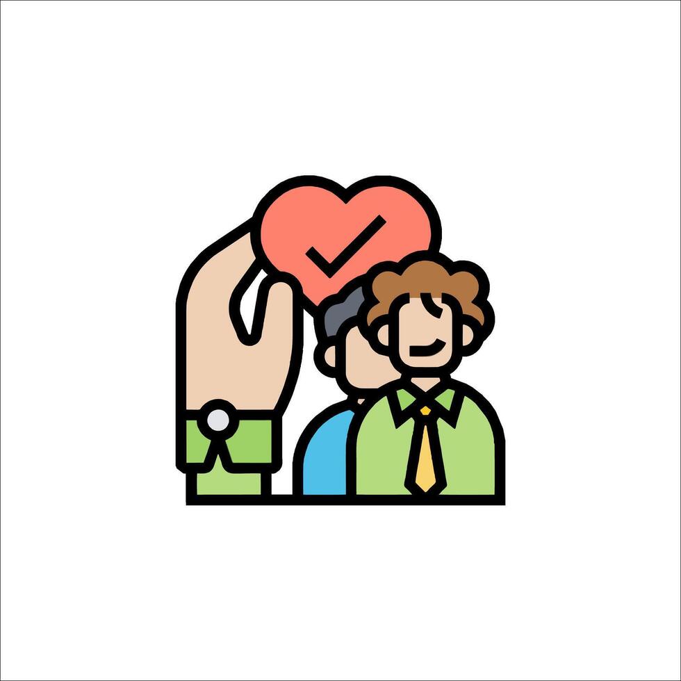 A man holding a heart with a check mark on it vector