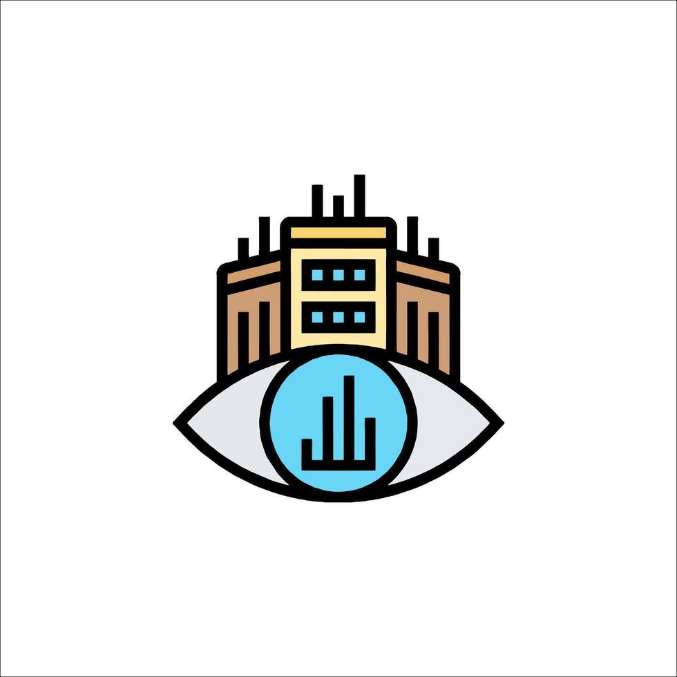 A building with an eye icon on it vector