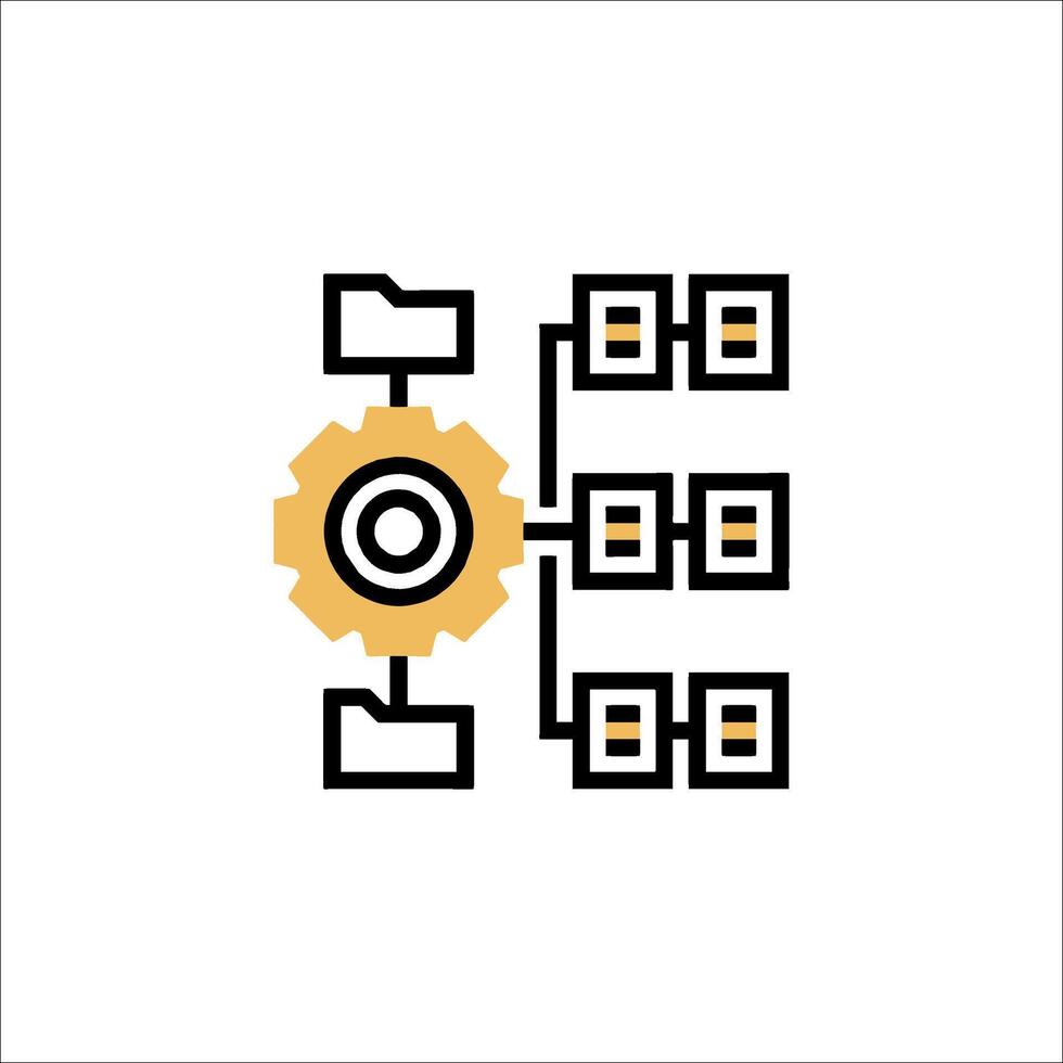 A black and yellow icon of a computer vector