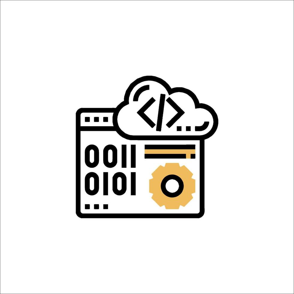 A cloud with a computer and a code symbol vector