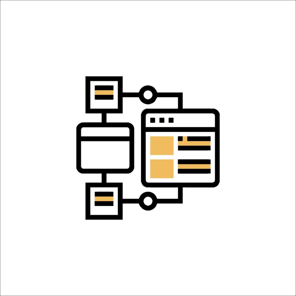 un línea icono de un computadora pantalla con un amarillo y negro vector