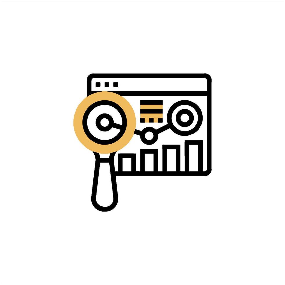 A magnifying glass is holding a chart vector