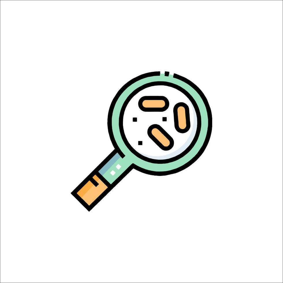 Magnifying glass icon with a magnifying glass and a pill vector