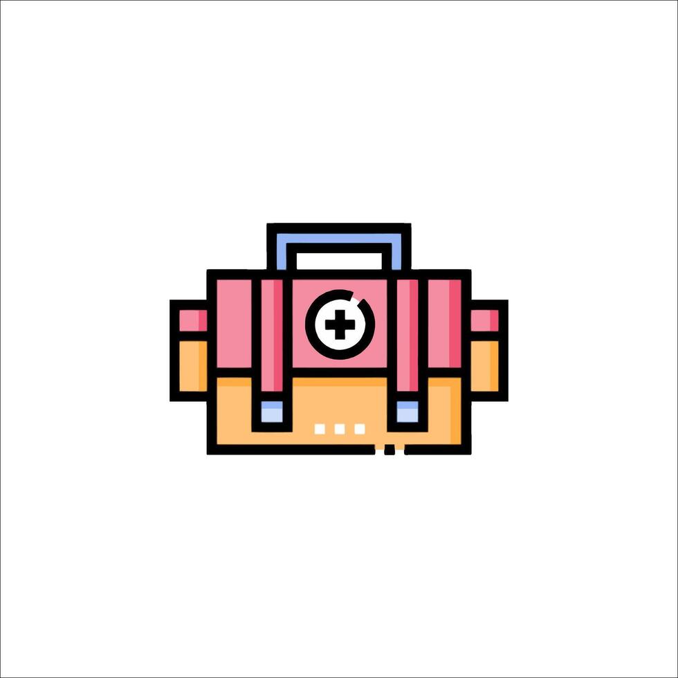 A pink and blue backpack icon on a white background vector