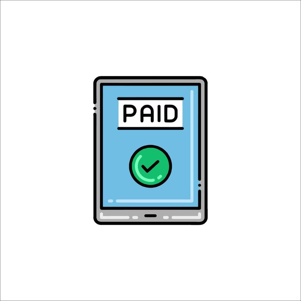 A tablet with the word paid on it vector