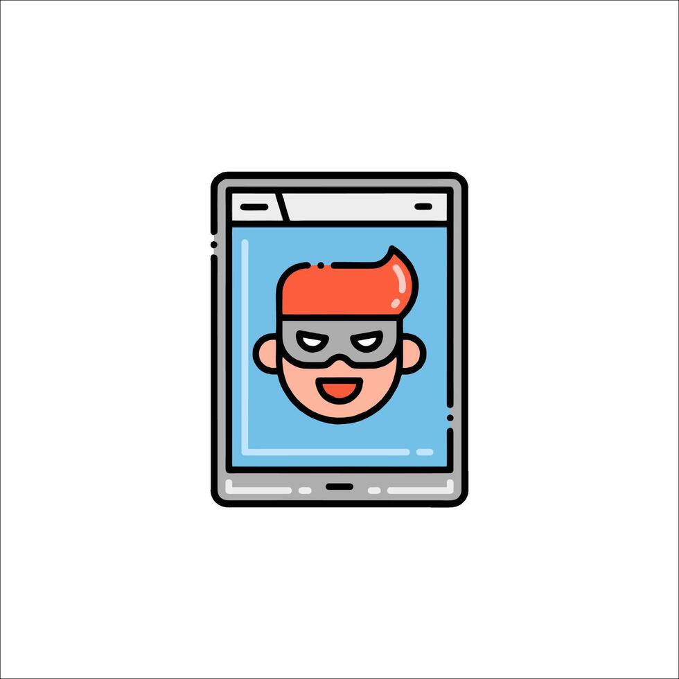 A man in a mask is on the screen of a phone vector