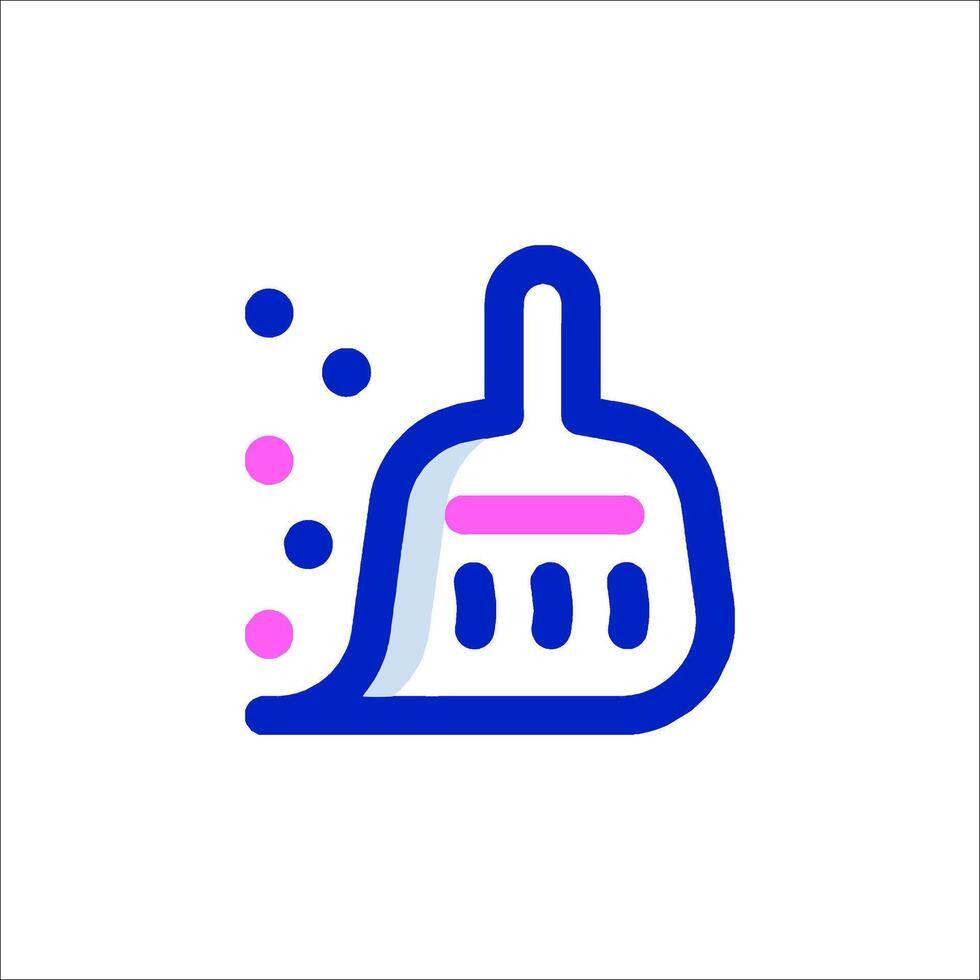 A blue and pink broom icon on a white background vector