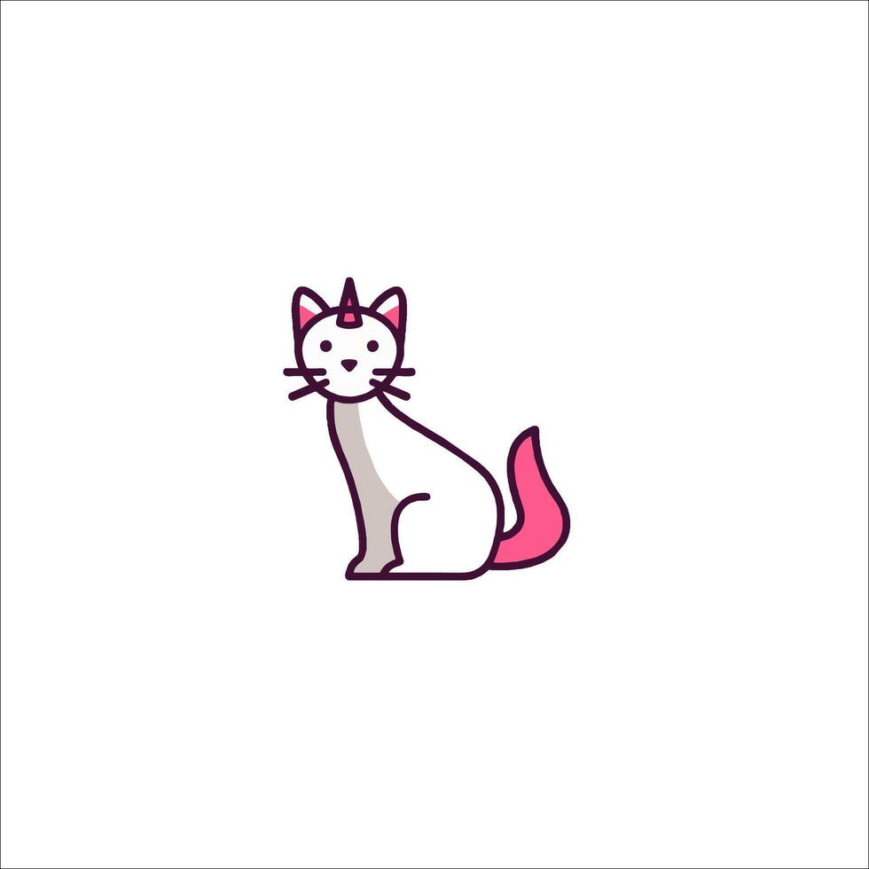 A cat with a unicorn horn on its head vector