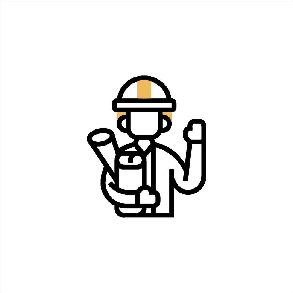 A man in a hard hat holding a tool vector