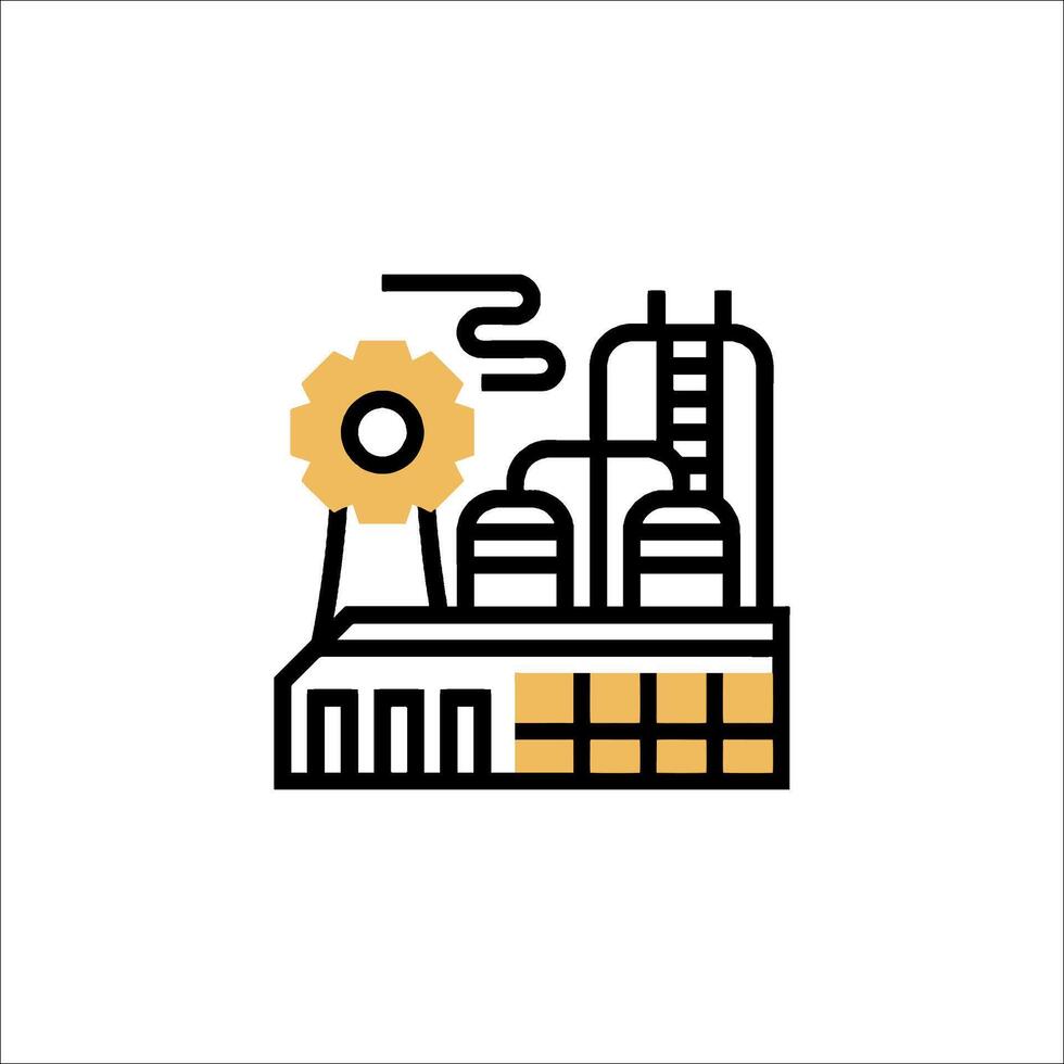 A factory with a clock and a clock tower vector