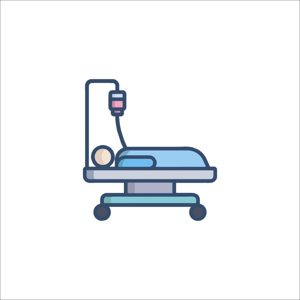 A hospital bed with a patient on it vector