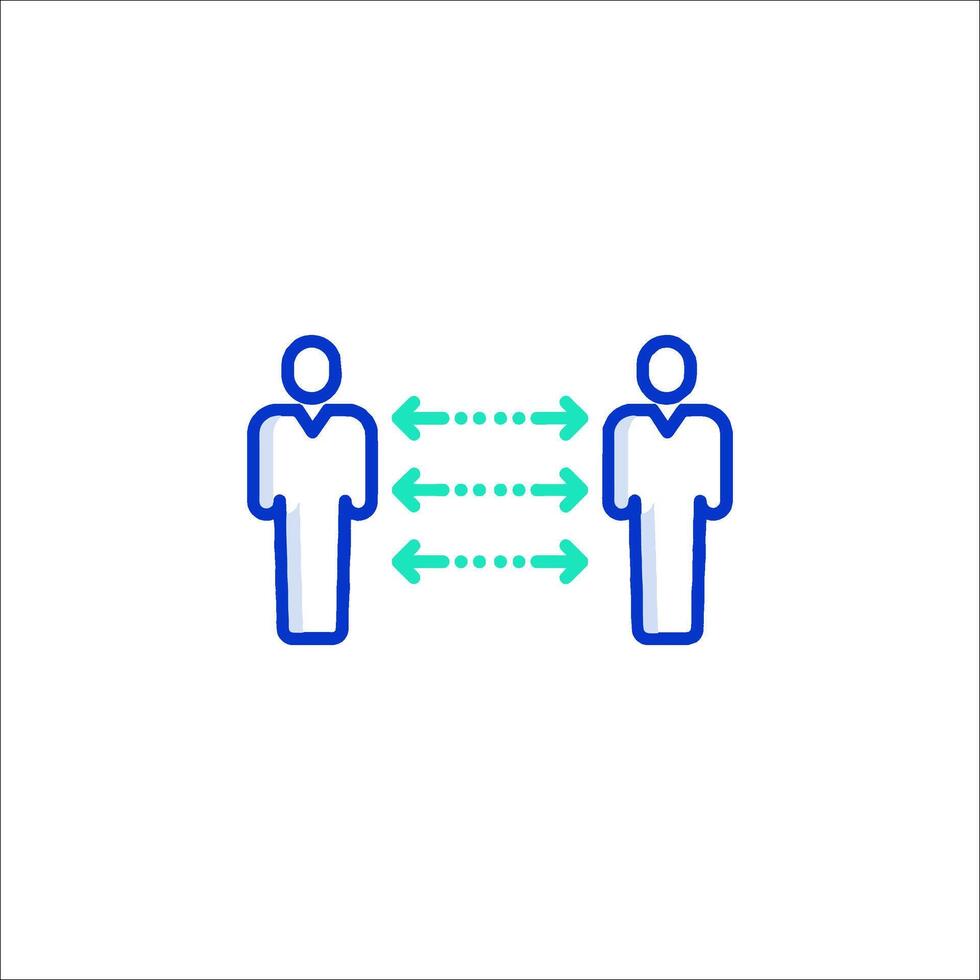 Two people are connected by arrows in a line vector