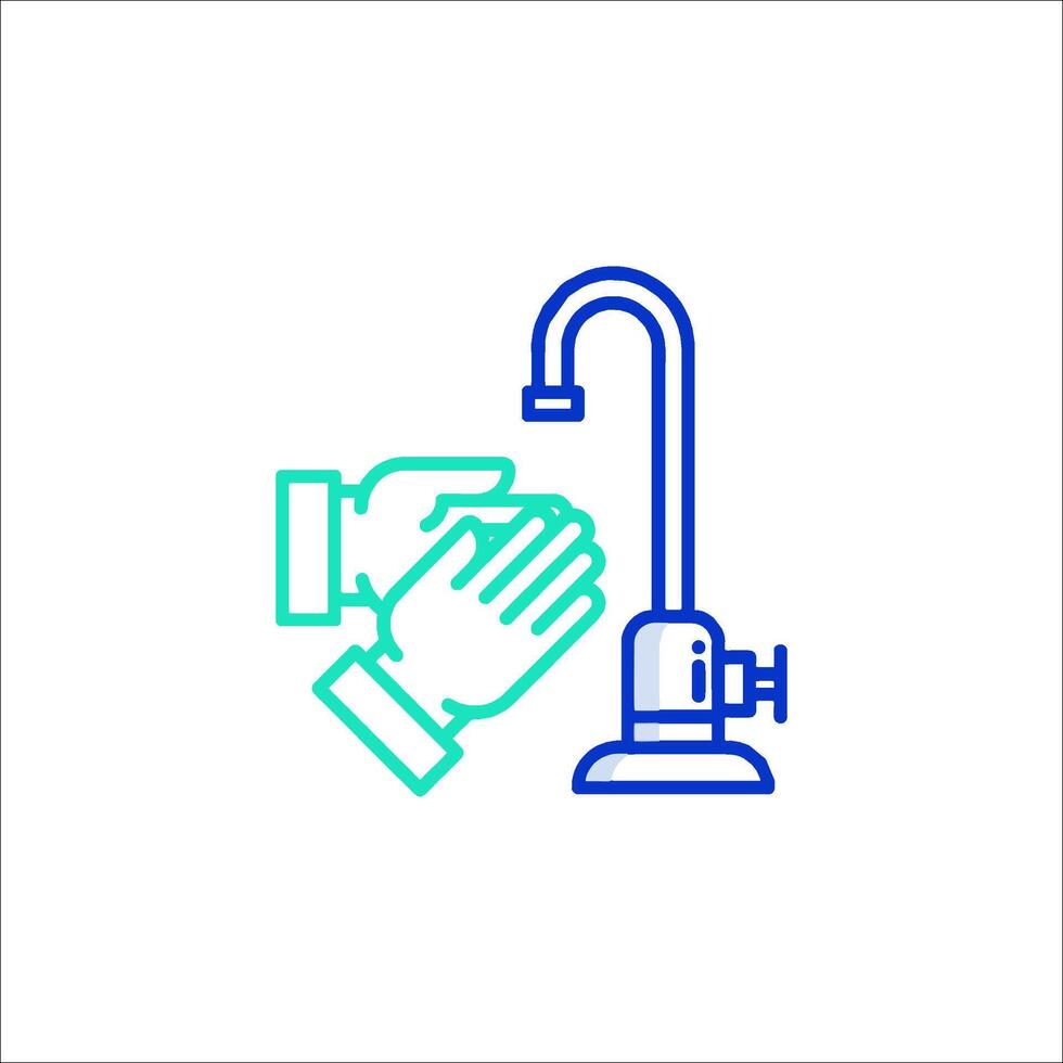 A hand washing a faucet with soap and water vector