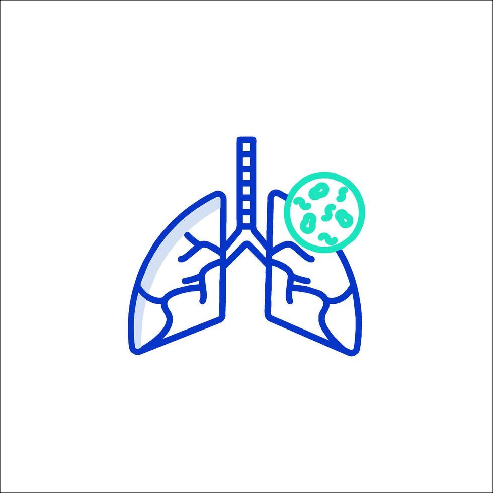 Lungs with a virus line icon vector