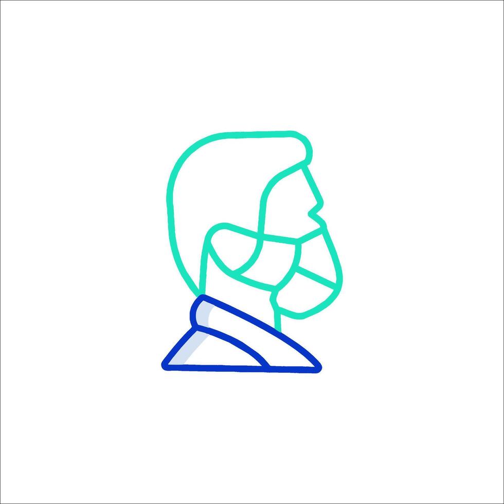 A man wearing a face mask on his head vector