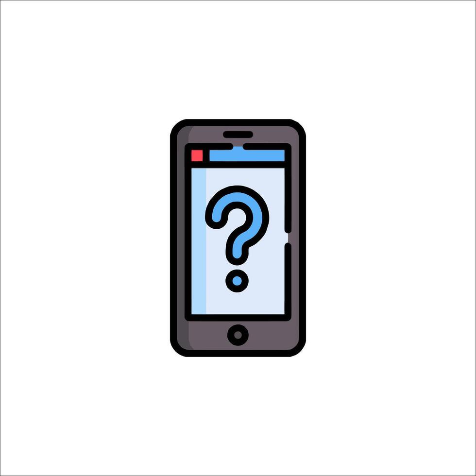 Mobile phone with question mark icon illustration vector
