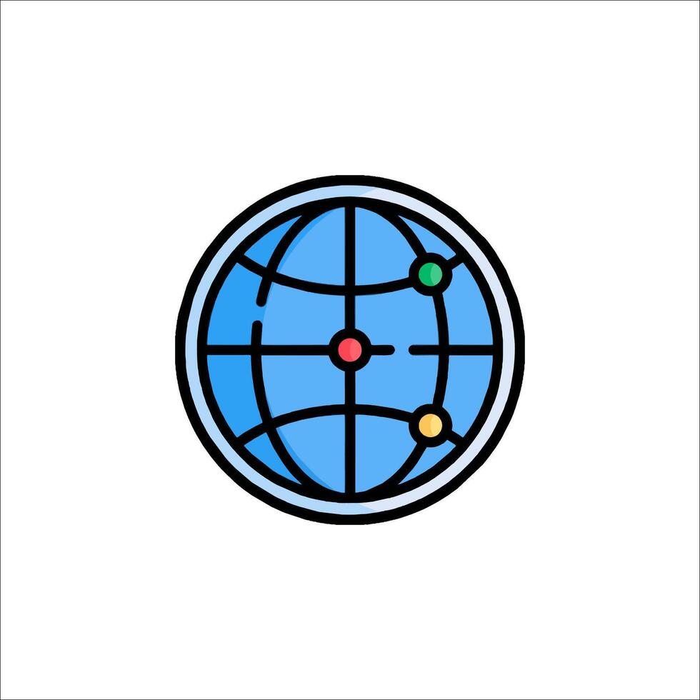 A globe icon with a map on it vector