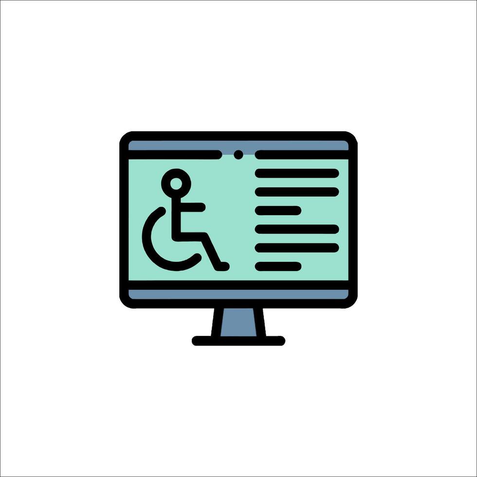 A computer screen with a wheelchair icon vector
