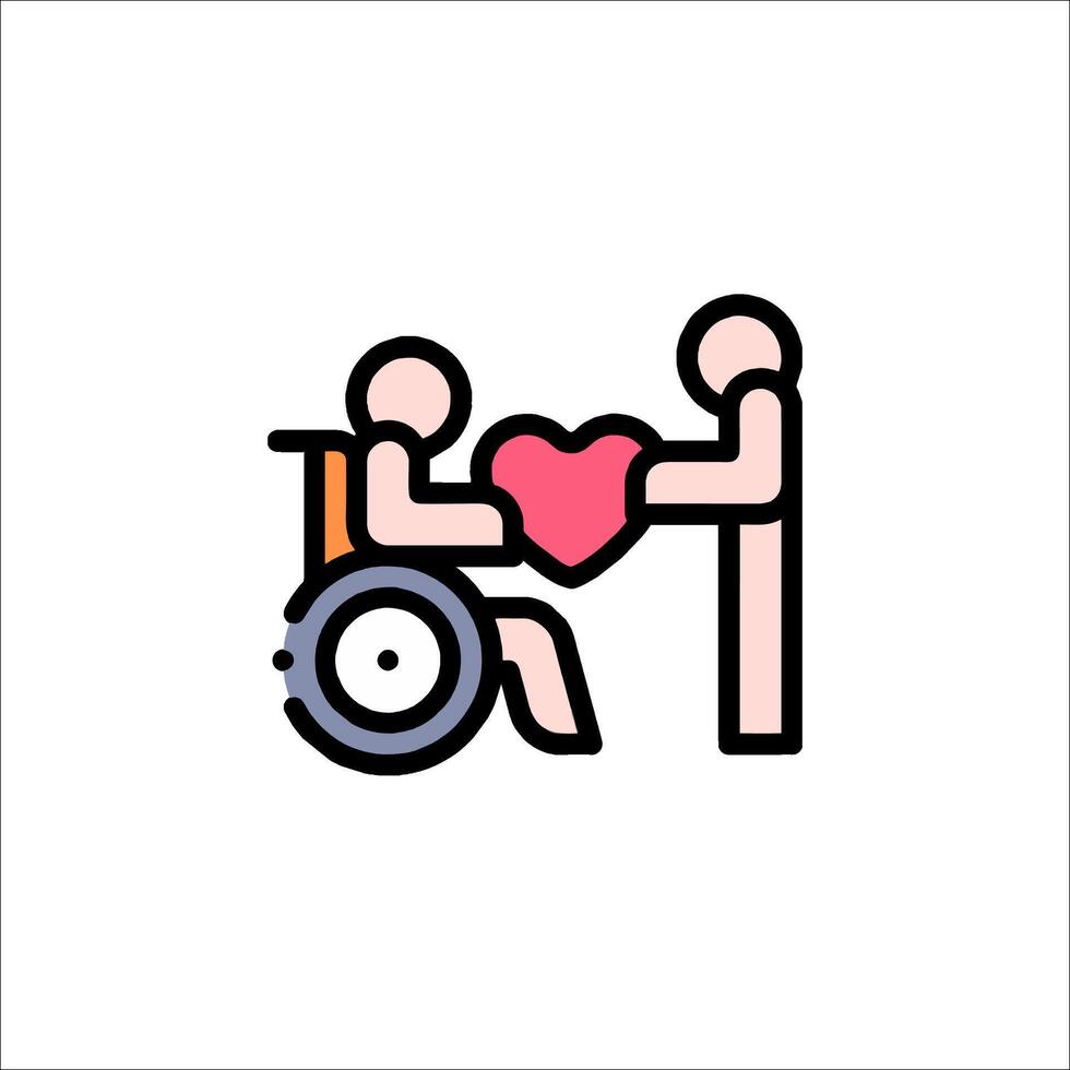 A man in a wheelchair holding a heart vector
