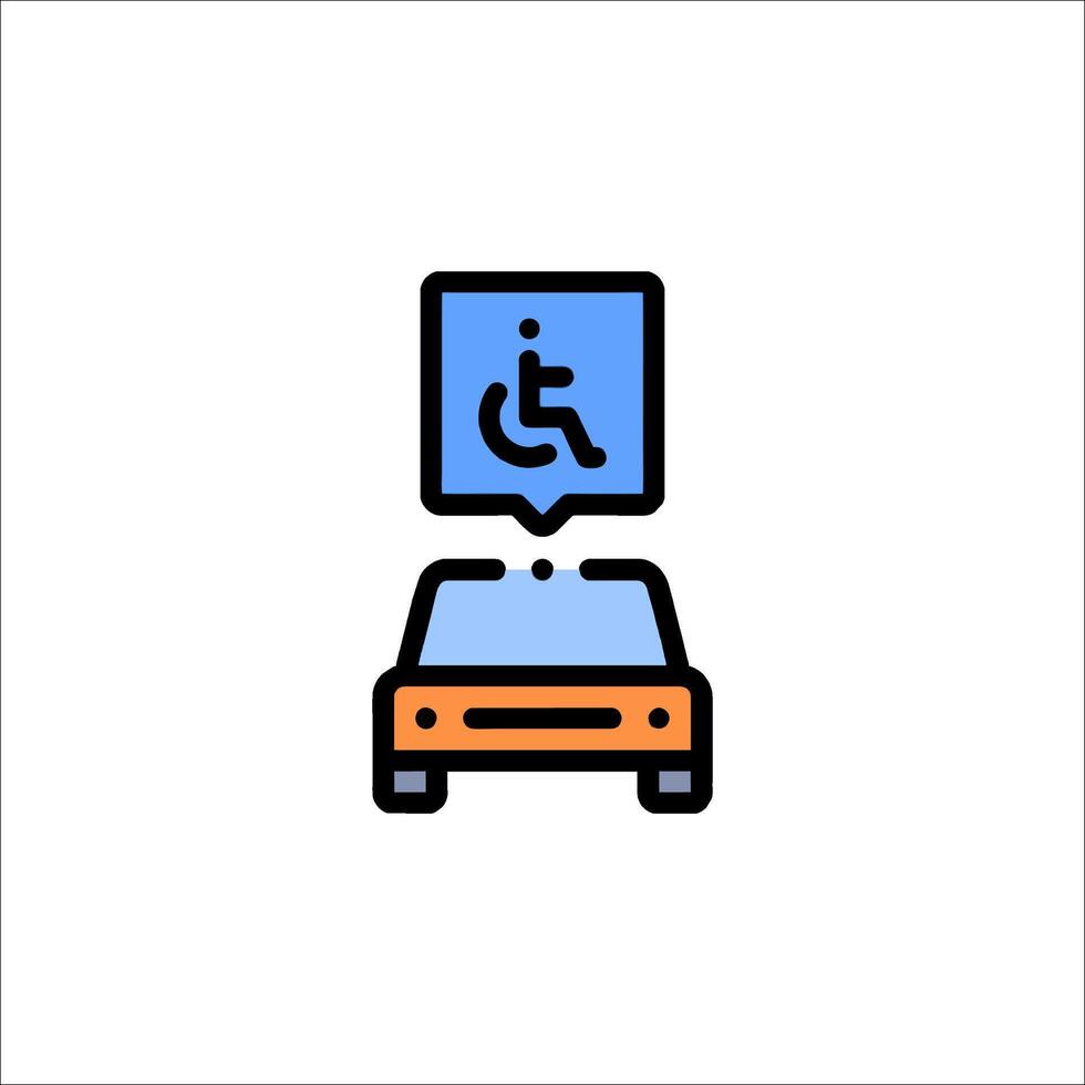 A car with a wheelchair icon on top of it vector