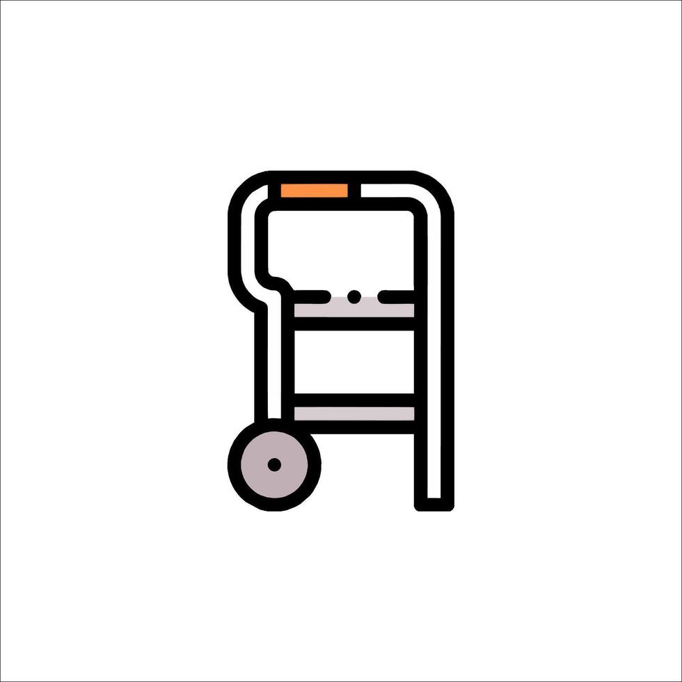 A black and orange icon of a walker vector