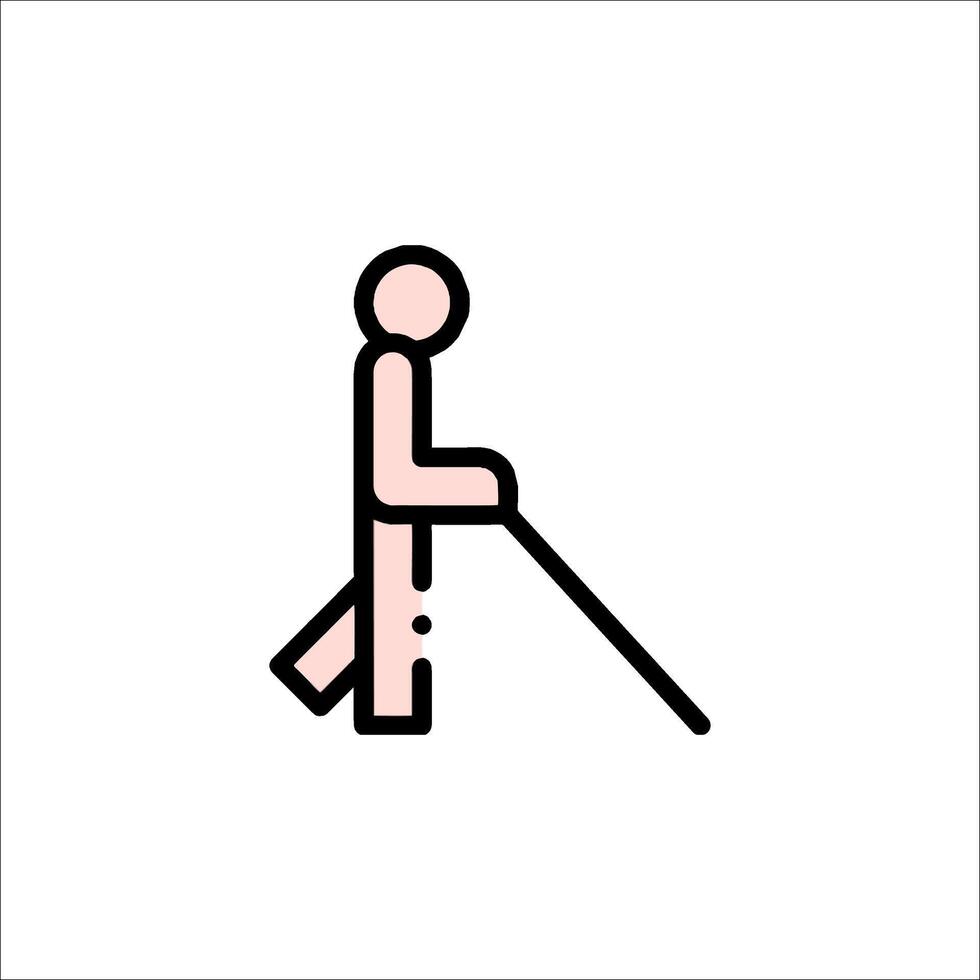 A man with a cane walking on a sidewalk vector
