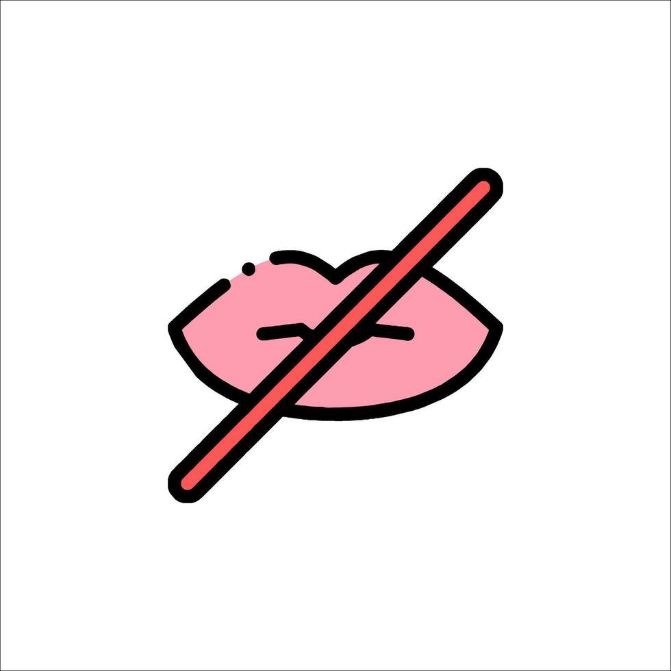 A pink lip with a red cross on it vector