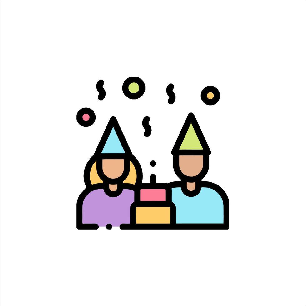 A birthday party icon with two people in hats vector