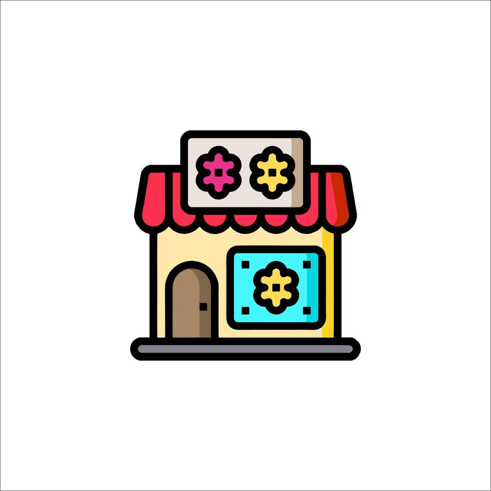 A colorful icon of a shop with a sign on it vector