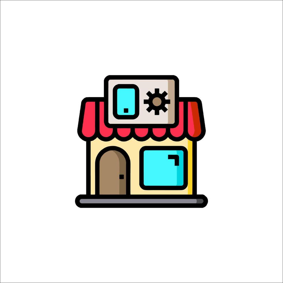 A small store icon with a clock on the front vector