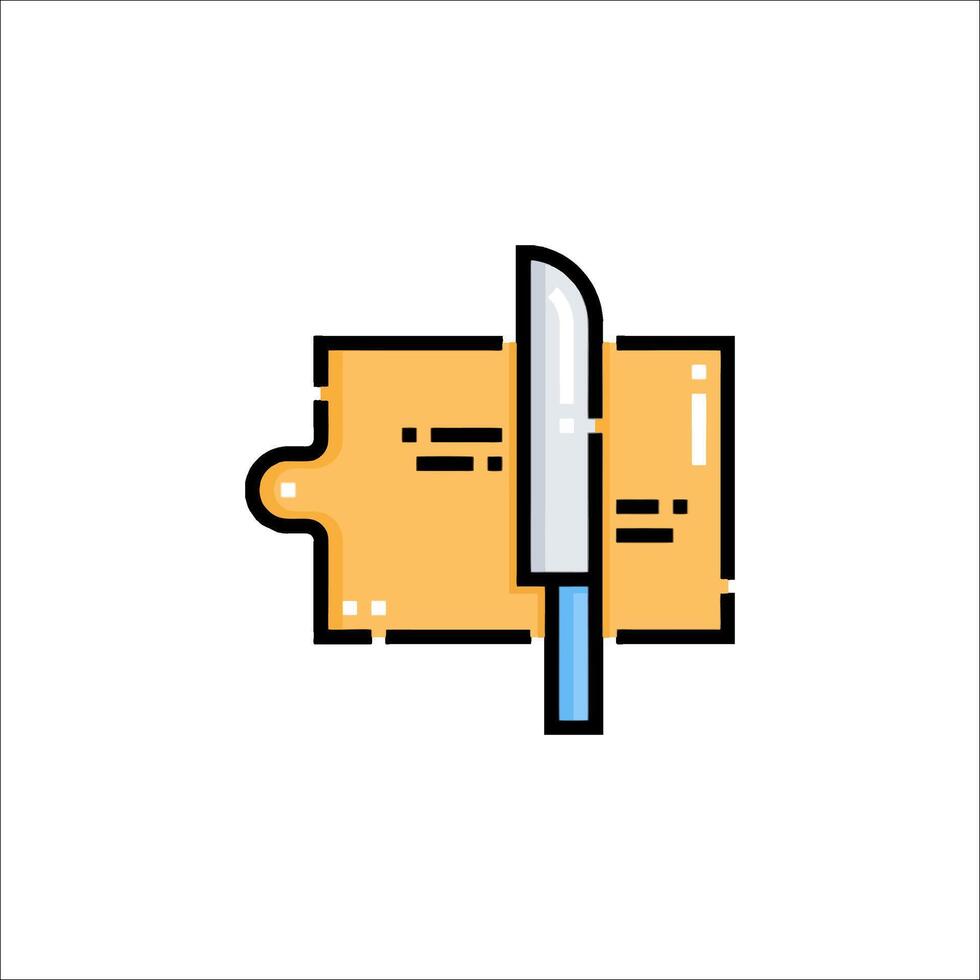 A knife and a piece of paper on a white background vector