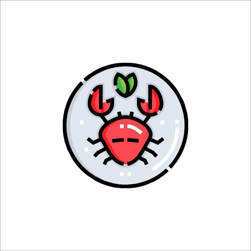 A crab with a leaf on its head in a circle vector