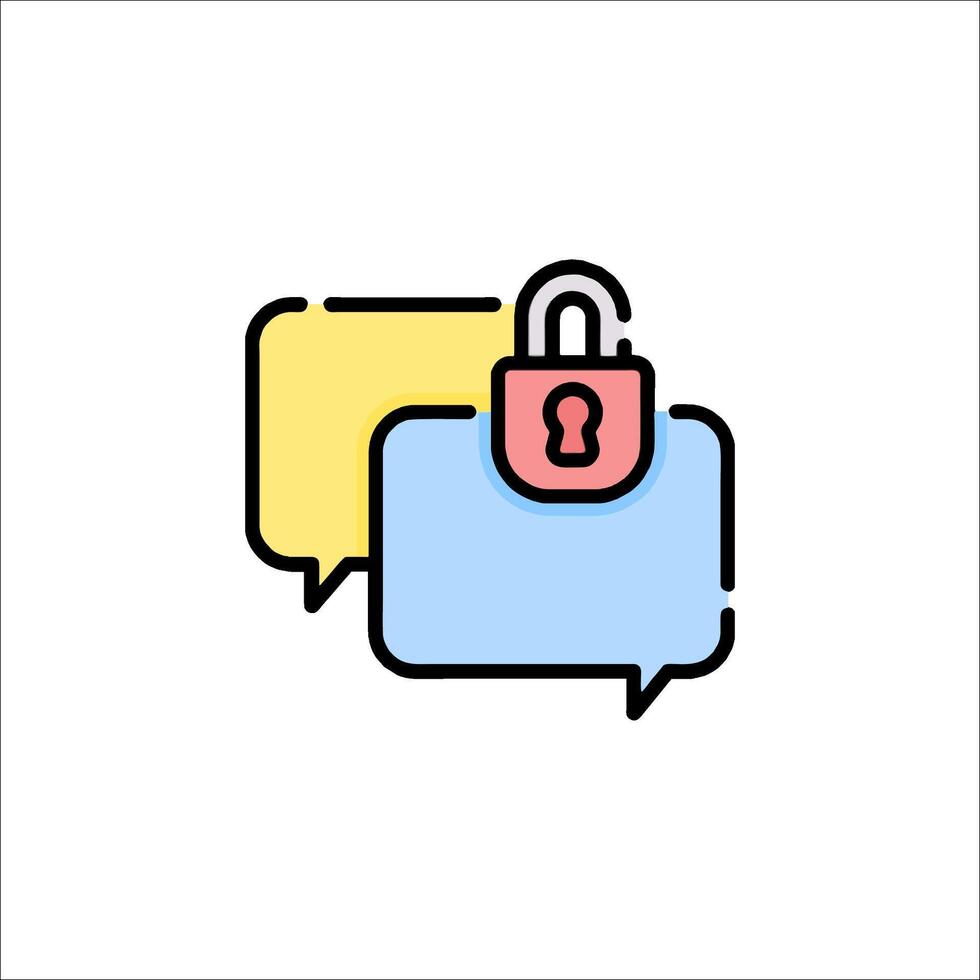 A speech bubble with a lock icon vector