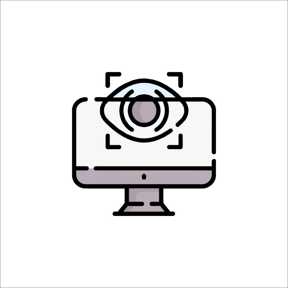 A computer monitor with an eye icon vector