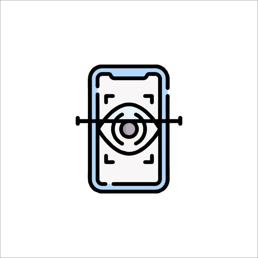 A phone with an eye icon on it vector